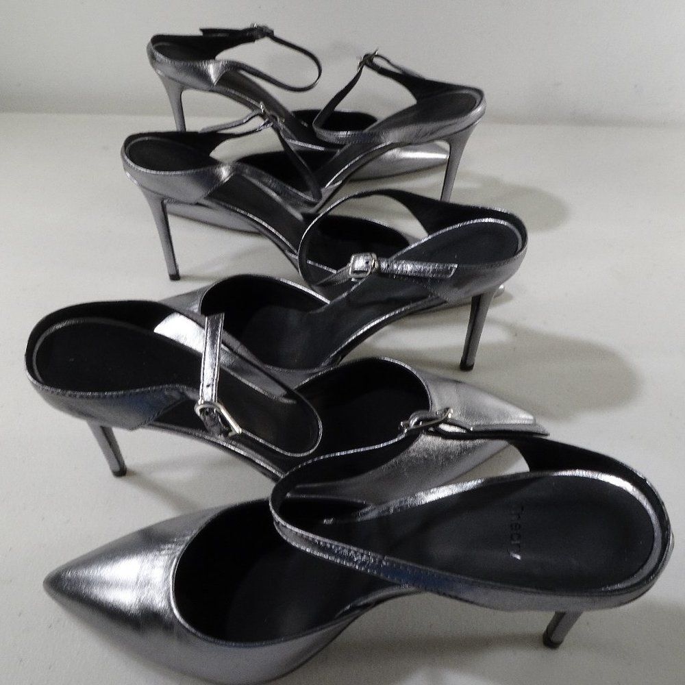 Theory Metallic Leather Mule Pumps 40 NWOB IRRG 595 Sz 40 IRRG - Picture 2 of 16